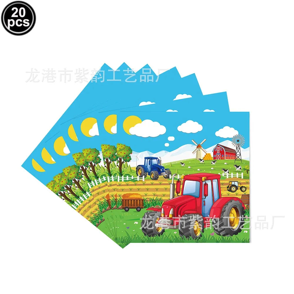  Green Tractor Birthday Party Supplies Farm Tractor Paper Plates Cup Napkins for Tractor Birthday Party Decoration Supplies