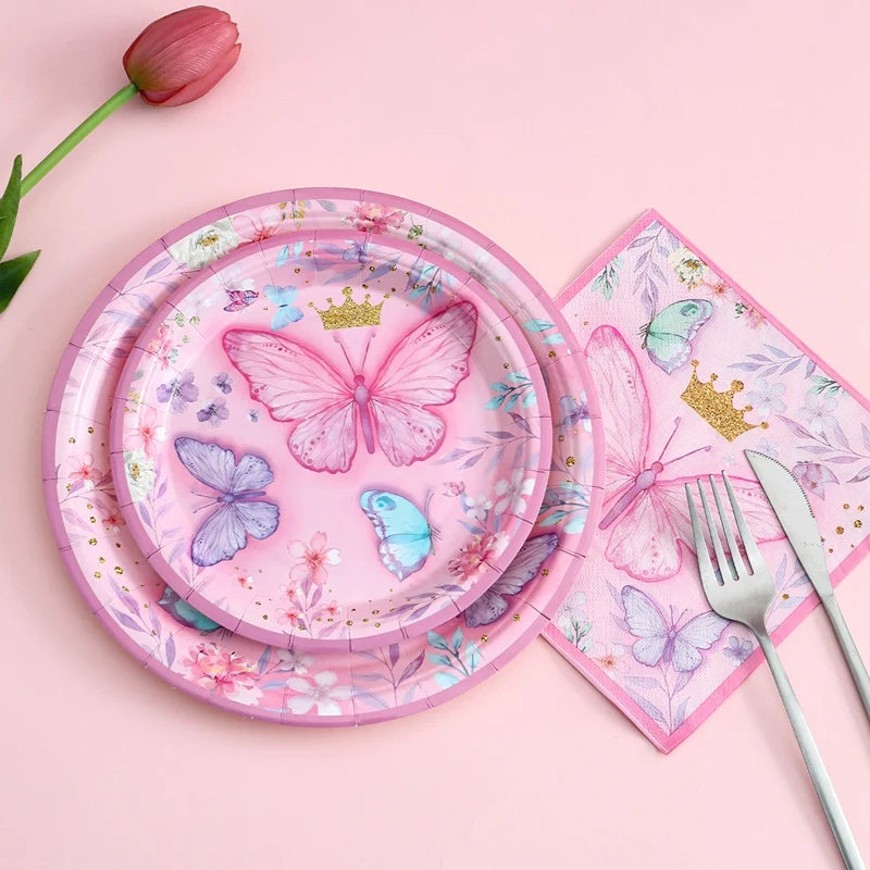 Butterfly Birthday Party Decoration  Butterfly Party Disposable Tableware Paper Cup Plate Birthday  Party