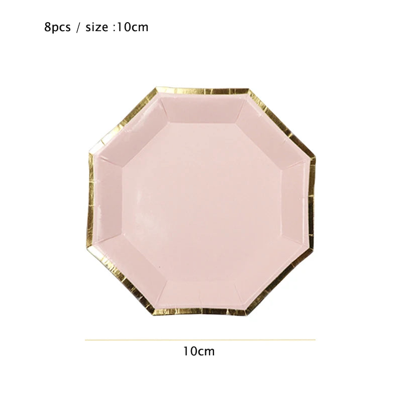 10cm Mini Plate Party Paper Plates Disposable Tableware Birthday Party wedding Decor kids Party Supplies Pink Small Plates 8pcs