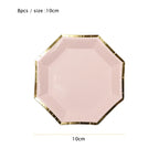 10cm Mini Plate Party Paper Plates Disposable Tableware Birthday Party wedding Decor kids Party Supplies Pink Small Plates 8pcs