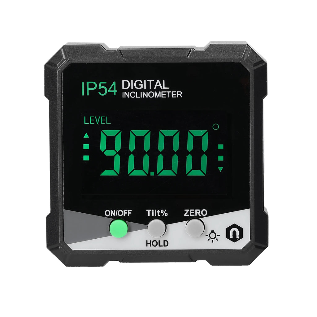 IP54 4x90° Portable Digital Inclinometer LCD Backlight Digital Protractor Slope Meter Digital Angle Ruler Single Side Magnetics