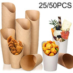 25/50PCS Disposable Slanted Mouth Paper Cups Suitable  Waffle Biscuit Handheld French Fry Cups Disposable Thick Kraft Paper Cups