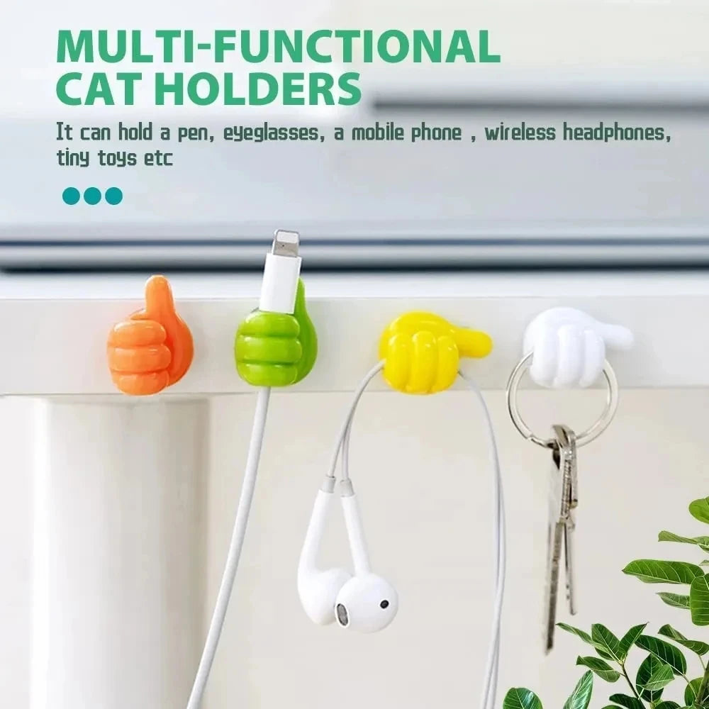 Silicone Thumb Wall Hook Cable Management Wire USB Organizer Clips Wall Hooks Hanger Storage Holder For Kitchen Bathroom Home