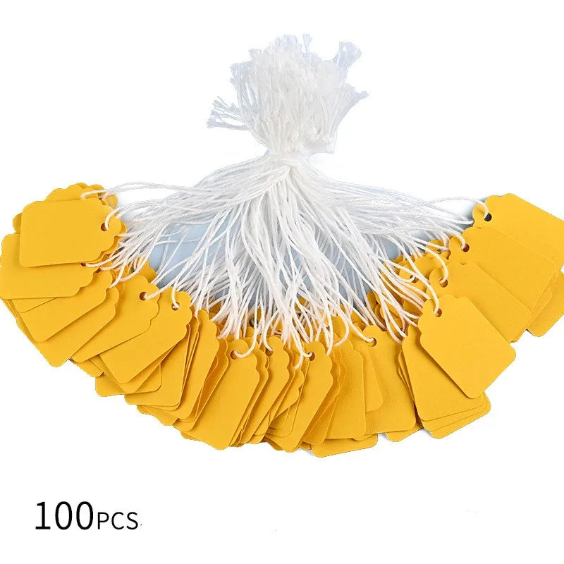 100pcs Jewelry Price Label 22x35mm Colorful Adhesive Hanging Tag Jewelry Number Paper Label with Rope Handwritten Blank Label