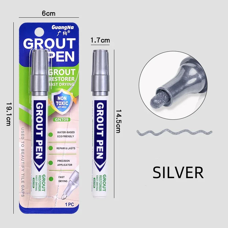 White Grout Tile Pen 8 Colors Waterproof Wall Grout Restorer Marker Pen for Bathroom Wall Floor Decontamination Seam Repair Pens