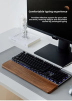 Solid Wood Keyboard Wrist Rest for 87 Key Mechanical Keyboard, Ergonomic Wooden Palm Rest with Non Slip Base