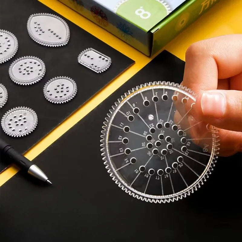 22pcs Roundness Ruler Set Geometric Ruler Mathematical Roulette Drawing Tools Learning Painting Puzzle Toys Art Tool