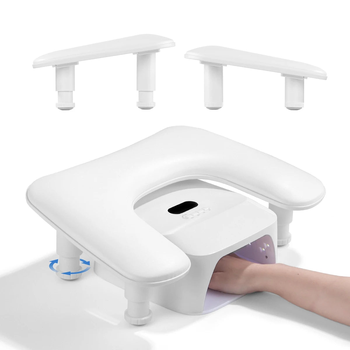 Upgraded U-Shaped Nail Arm Rest Adjustable Rotating Height Manicure Hand Rest Pillow Cushion for Nail Tech Salon Home Use