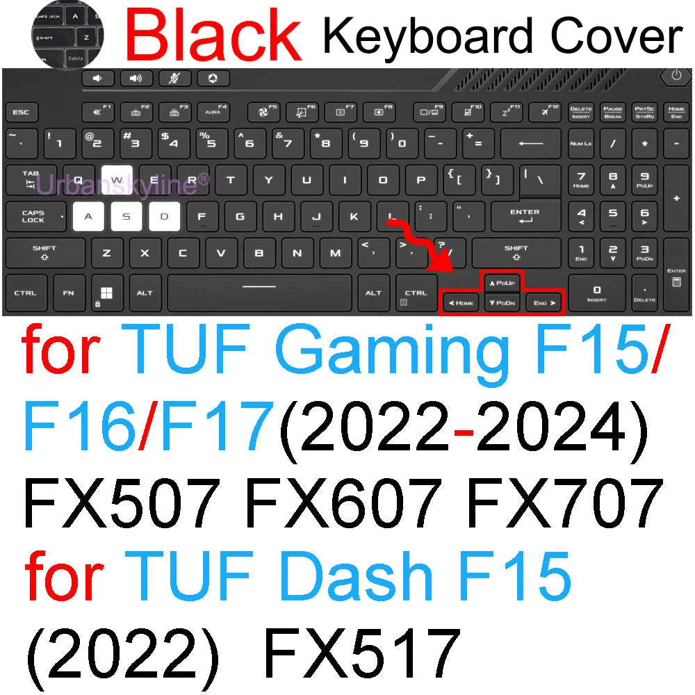 Keyboard Cover for ASUS TUF Dash F15 F16 F17 FX507 FX607 Gaming A15 A16 A17 A18 FA507 FA607 FA707 Silicone Protector Skin Case