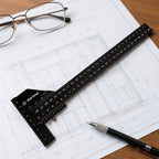 Multi-Angle Sliding T Square Ruler Anodized Finish Aluminum Alloy Construction Sliding Depth Gauge Woodworking Scribe Ruler