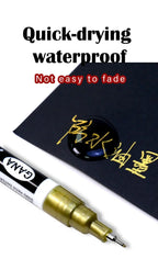 4Pcs/set Oil Based White Black Permanent Paint Markers Pens 0.7mm Extra Fine Waterproof, for Rock Painting, Wood, Metal, Canvas
