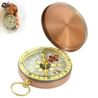 Brass Material Portable Pocket Compass Copper Gold Color Outdoor Compass Retro Style Luminous Display Camping Compass