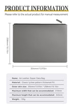 A4 Leather Zipper Bag in Multiple Colors Business Briefcase PU Document Bag for Professional Use