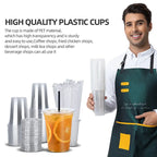 10-50 Sets 12/16 oz Plastic Cups with Lids and Straws, Disposable Cups for Iced Coffee, Smoothie, Milkshake, Cold Drinks - Clear