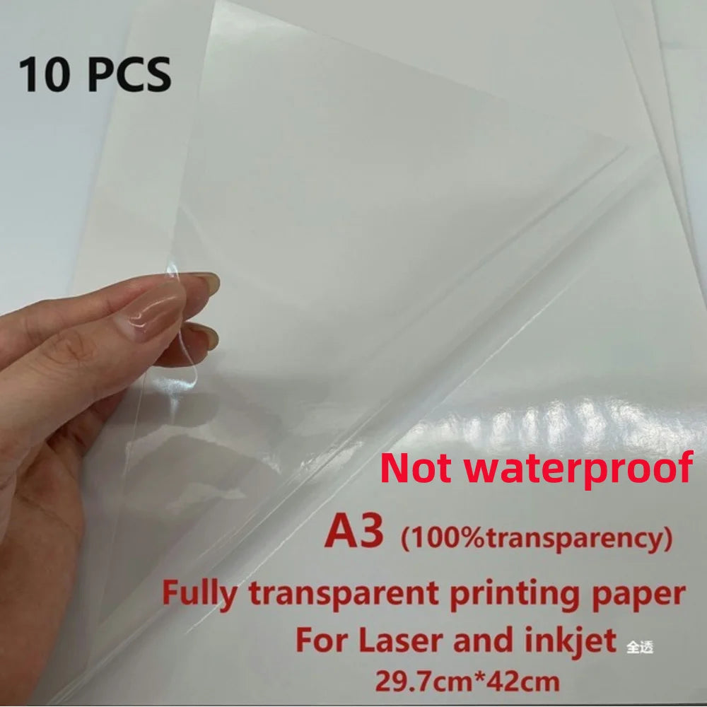 10/50pcs Waterproof sticker paper A4 Laser Inkjet Printer Paper White Glossy Transparent  Self Adhesive Sticker Label Copy Paper