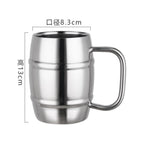 Double steel beer cup creative 304 stainless steel draft beer milk cup coffee milk tea cup children's drinking cup with handle