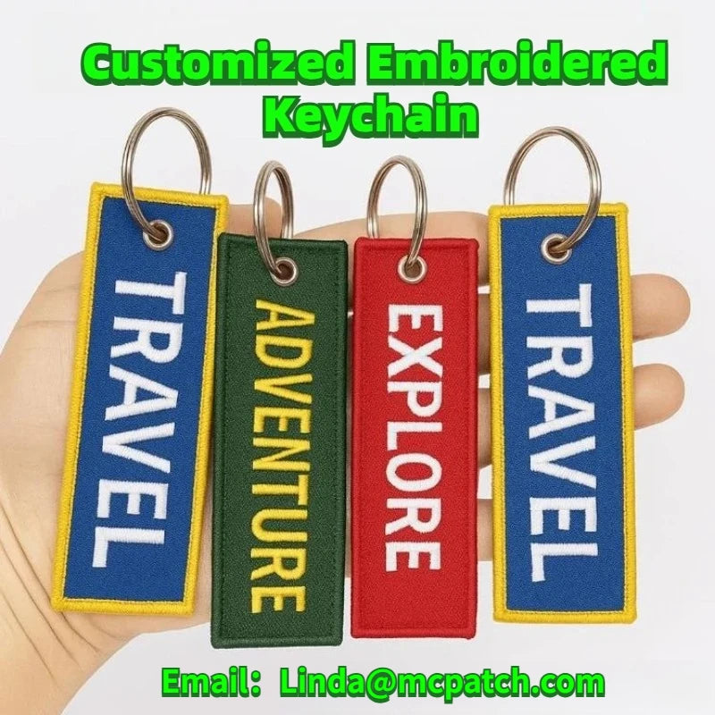 Custom Embroidery Keychain Tag Keychain Sports Team Keychain Key Tag Luggage Tag