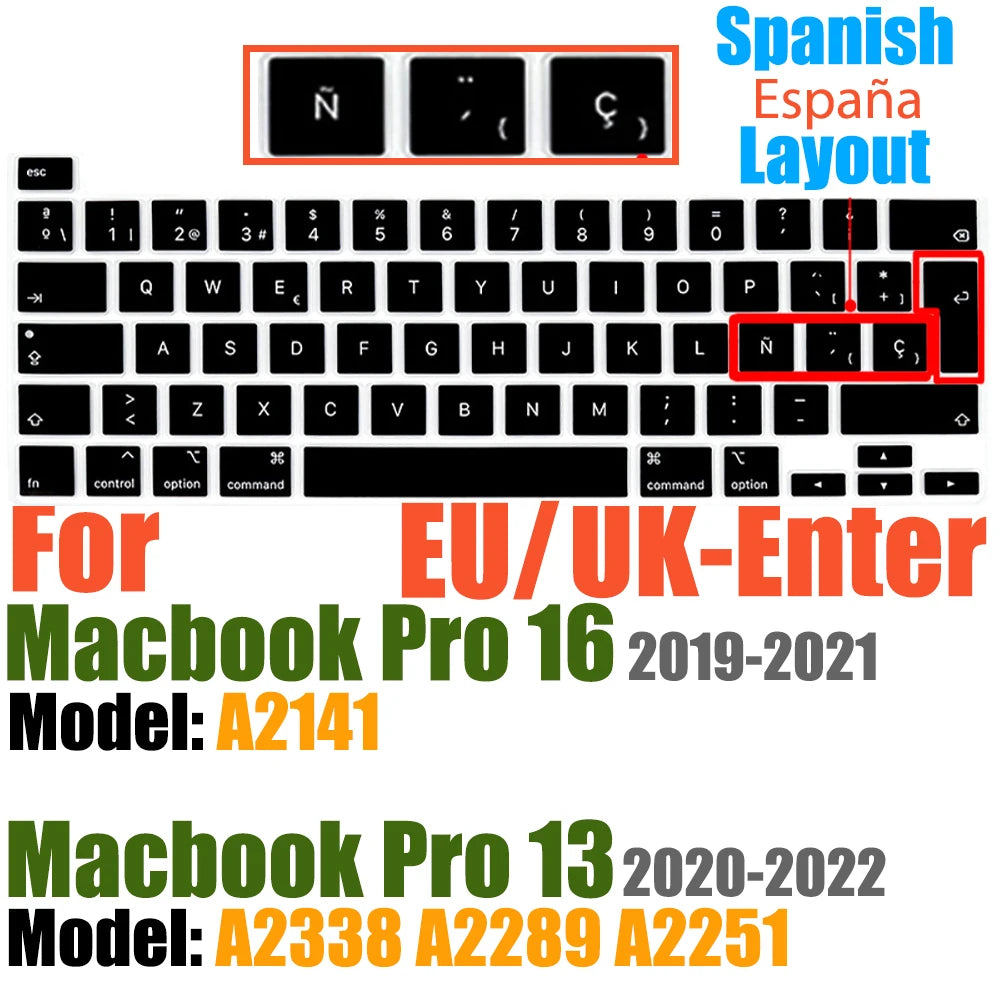 Compatible with MacBook Pro 13 Keyboard Cover A2289/A2338/A2251&MacBook Pro 16 Keyboard Cover A2141 Thin Protector for Touch Bar