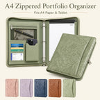 A4 Zippered Portfolio Organizer with 3-Ring Binder, Tablet Sleeve, Card Slots, Phone Pocket and Memo Pad