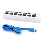 Multi Ports USB HUB 3.0 4/7 Ports Portable Super Speed 5Gbps Multiple USB Port Expander with Switches Power Adapter For PC