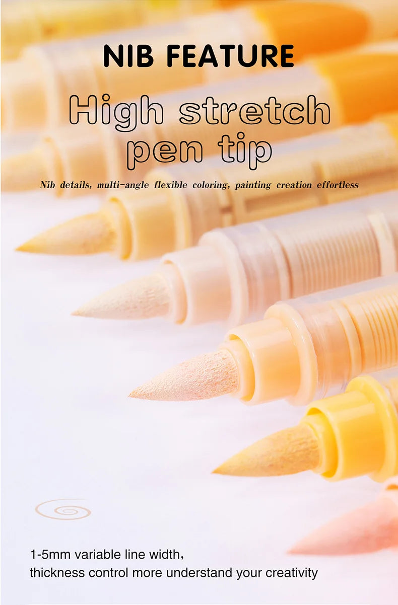 GuangNa 12-72 Colors Soft Brush Acrylic Marker Pen Set,Skin Tone, Macaron color,DIY Hand Drawn,Paint Art Markers pens,GN.8201F/M