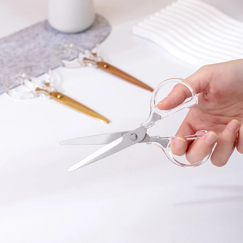 Acrylic Scissors Transparent Handle Gold Silver Colored Sharp Stainless Steel Kitchen,Office Stationery,Paper Cut Pruning Sewing