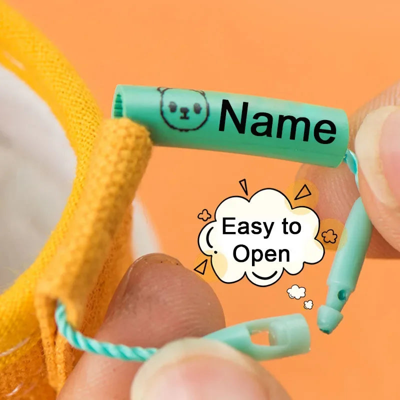 20pcs Baby Shoes Schoolbag Cup Clothes Name Sticker Waterproof Tag Rope Baby Name Ring Children Customized Name Label Pendant