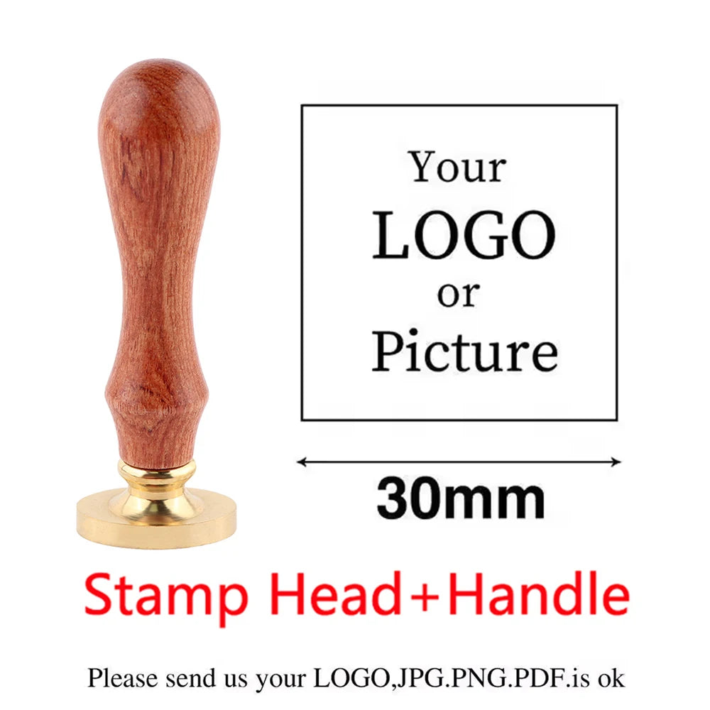 Custom Brass Wax Seal Stamp Personalized LOGO 25/30/40/50mm Round/Square Wax Sealing Head For Wedding Invitation Card Decor Seal