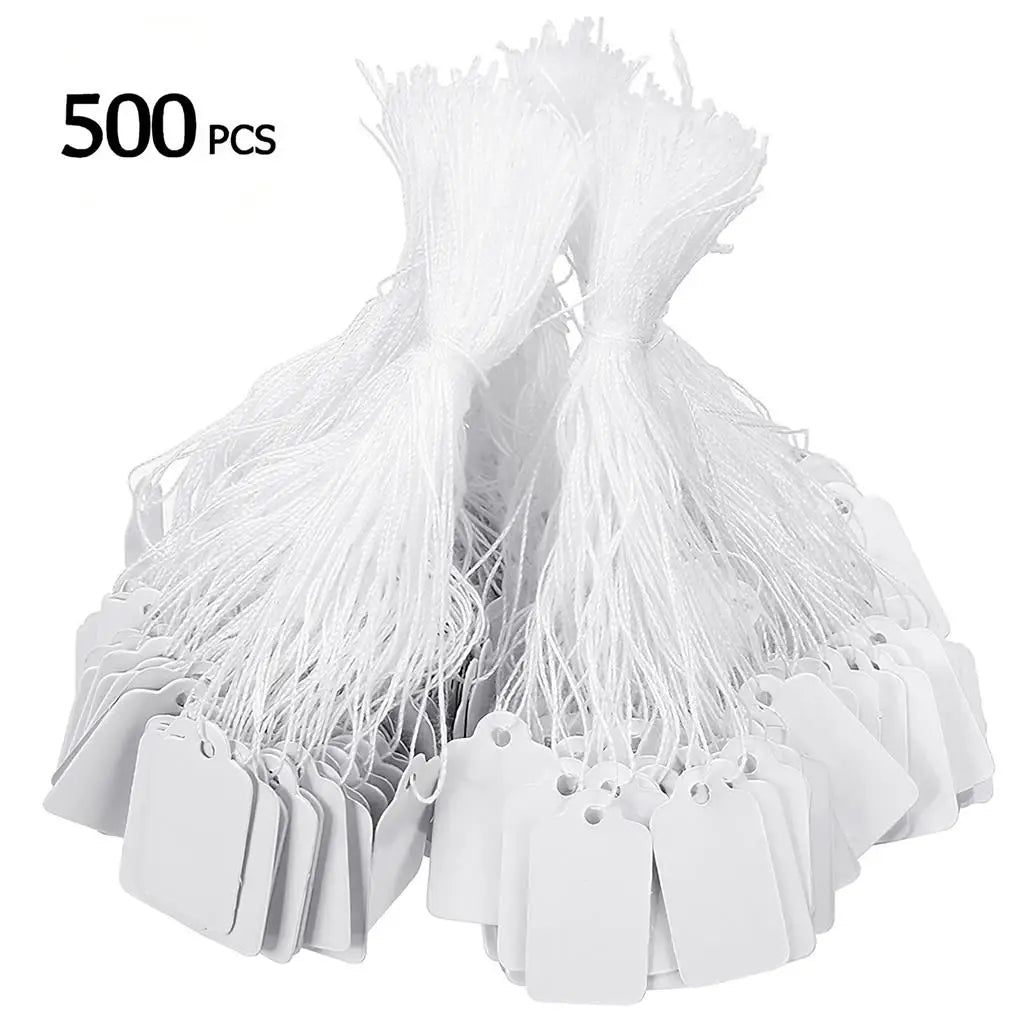 500Pcs/lot Jewelry Price Label with Cotton String Commodity Price Tag Shop Price Card DIY Gold Silver Blank Price Display Card