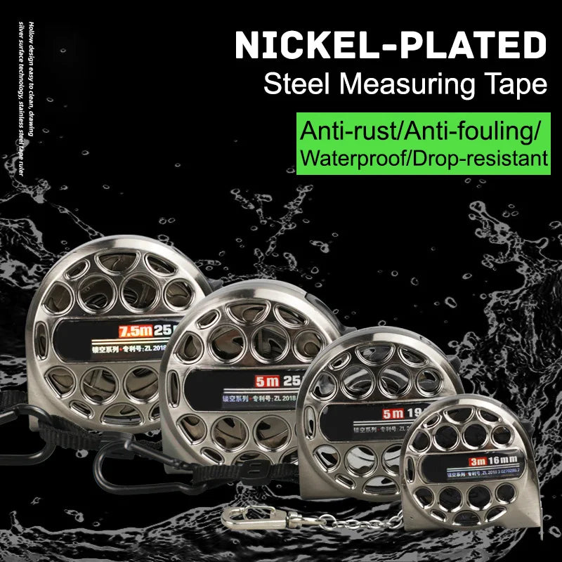 Water Proof 3/5/7.5M Metric Tape Measure Stainless Steel Anti-corrosion Retractable Ruler Hollow Design for Woodworking