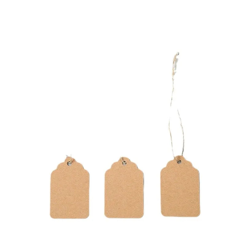 New Price Tag 100Pcs Brown Kraft String Blanks Wedding Favour Price Label Paper Pricing Tags With Rope 22x13mm
