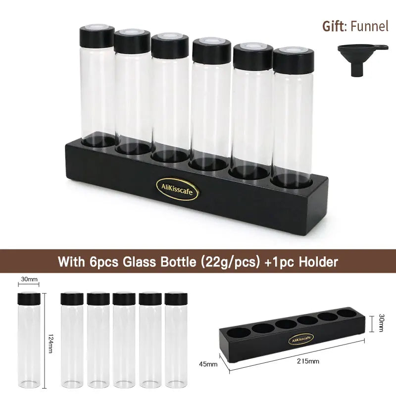 Coffee Beans Storage Container Glass Tube Bottle With Breathable Lid Wooden Display Rack Barista Accessories Coffeware Sets Gift