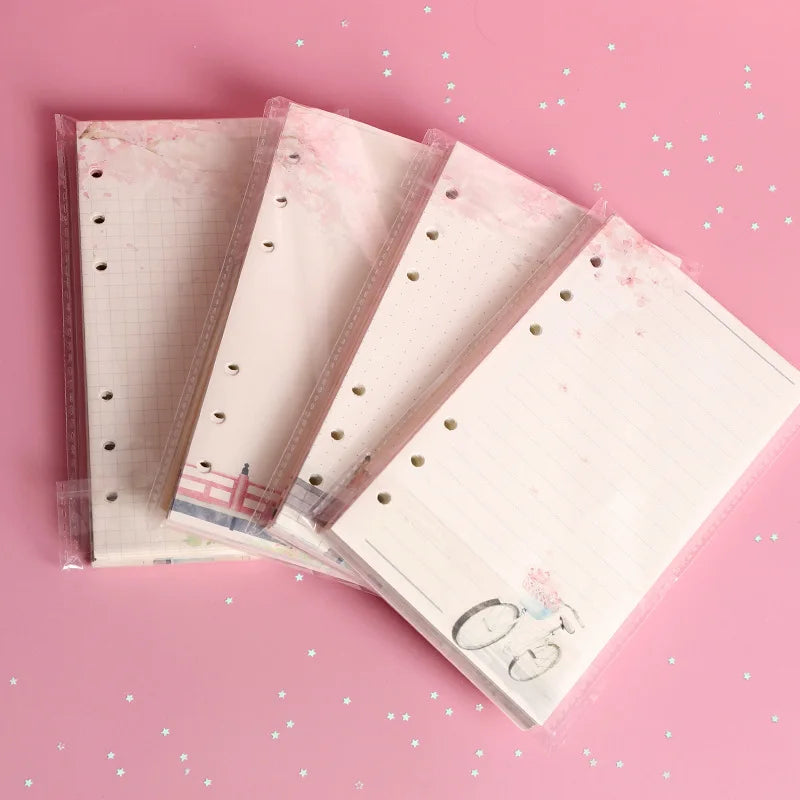 A6 80Sheet Cute Colorful Loose-leaf Replacement Line Grid Blank Point Paper Refill Inner Page Inner Page Inside Stationery