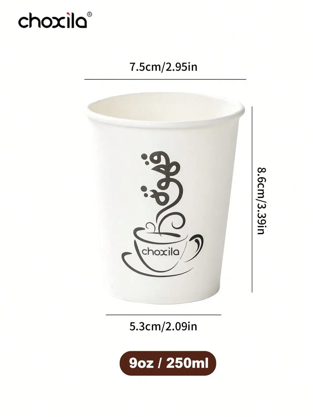 9oz Printed Logo Disposable Paper Coffee Cups, Single Wall Thickened Eco Cups for Cafe Takeout & Office