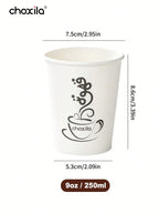 9oz Printed Logo Disposable Paper Coffee Cups, Single Wall Thickened Eco Cups for Cafe Takeout & Office