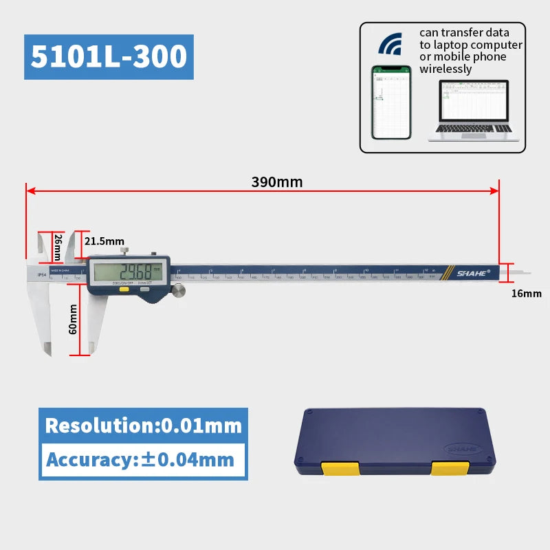 SHAHE Large Screen Digital Caliper 150/200/300mm Stainless Steel Calipers Measuring Tool Electronic Micrometer Caliper