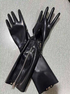 Black Latex Long Gloves with Zipper
