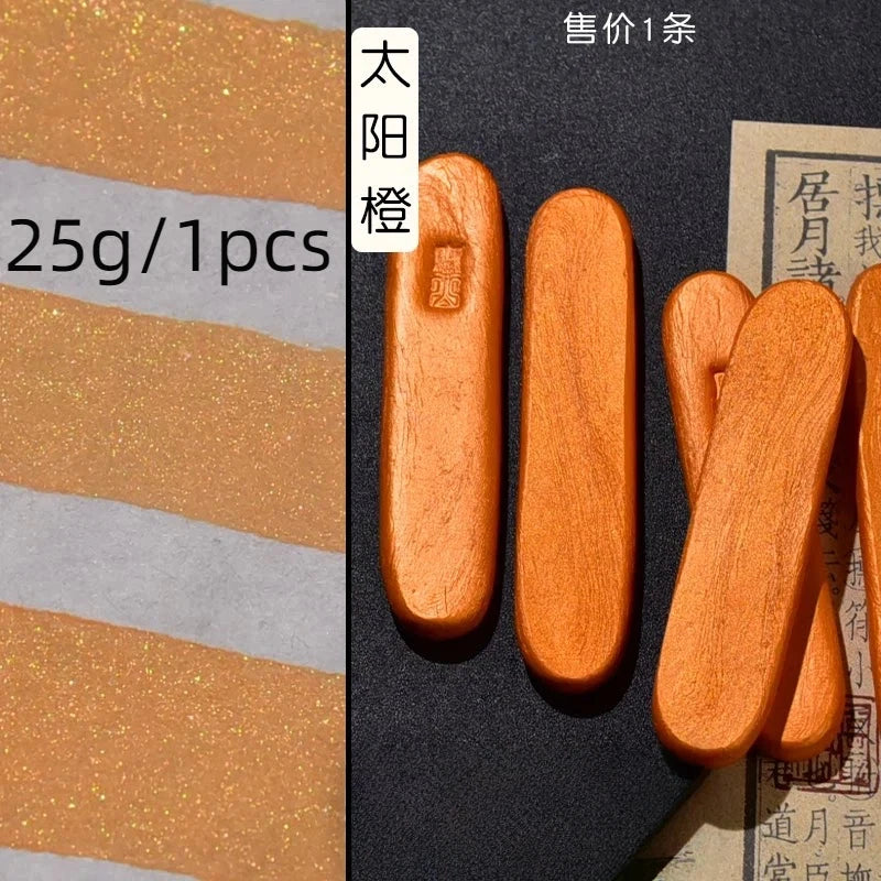 Colored Pearlescent Ink Stick Handmade Chinese Sumi Solid Ink Stick Traditional Calligraphy Ink Stick for Beginners Practicing