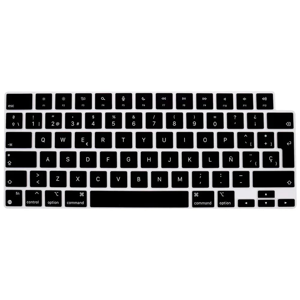 Keyboard Protective Film Silicone for 12-16' MacBook Air/Pro M1 M2 M3 Spanish Keyboard Cover Soft Protection Accessories Black