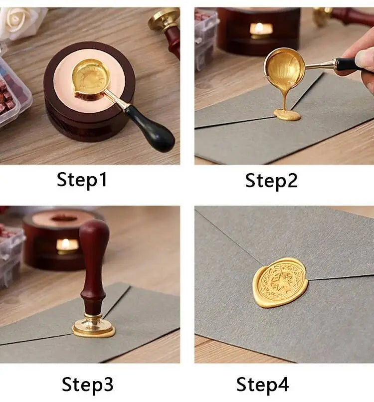 100 Pcs Vintage Wax Seal for Stamps Retro Wax Print Beads Sealing Macaron Gold Wedding Birthday Wax Lacquer for Seals Lacre