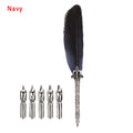 1 Set New Luxury Feather Pen 5 Nib Vintage Quill English Calligraphy Signature Pen European Gift Box Scuba Dive Writing Tools