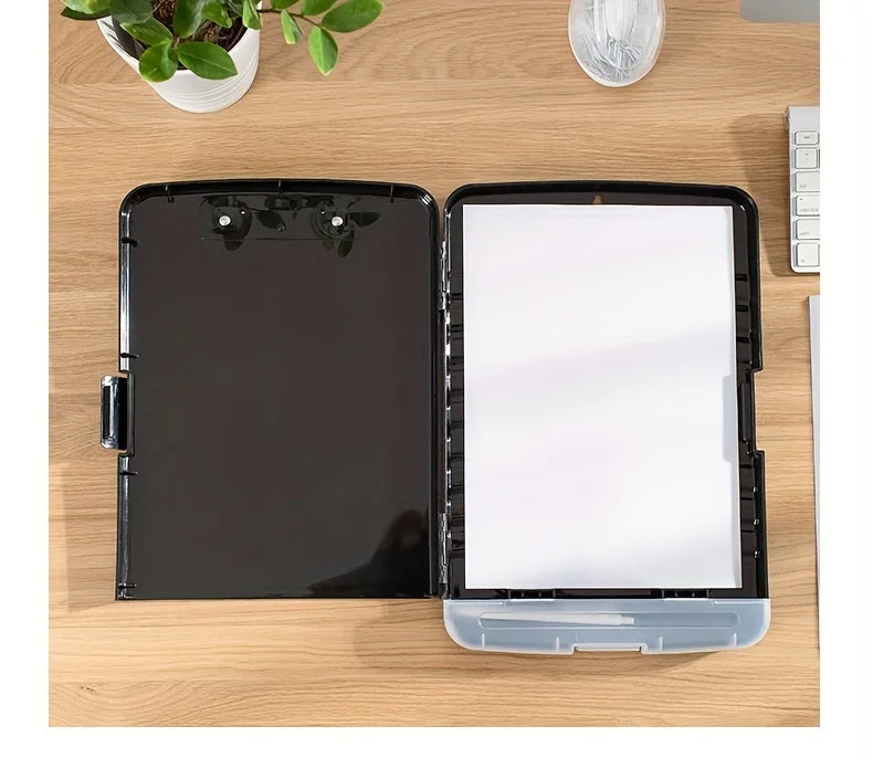 1pc XP010 Large A4 Waterproof File Box with Pen Slot, Desktop Plastic Document Holder and Writing Board Organizer