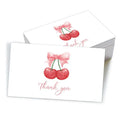 50pcs Business Thank You Cards Cherry & Pink Bow Design Celebration Invitations Gift Wrapping Cards For Party