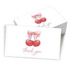 50pcs Business Thank You Cards Cherry & Pink Bow Design Celebration Invitations Gift Wrapping Cards For Party