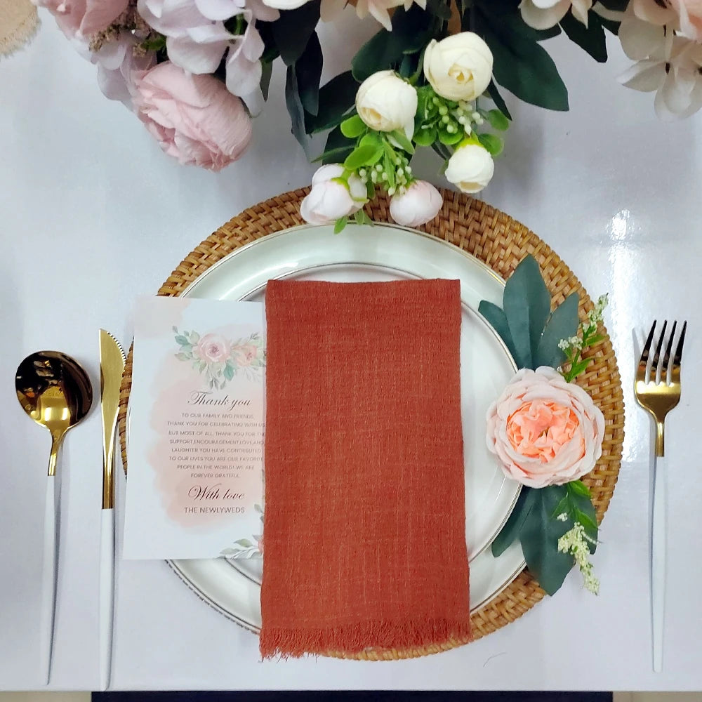 6PCS 43x43cm Dinner Table Rustic Decor Muslin Tea Towels, Birthday Decore Retro Cotton Cheesecloth, Cotton Gauze Wedding Napkins