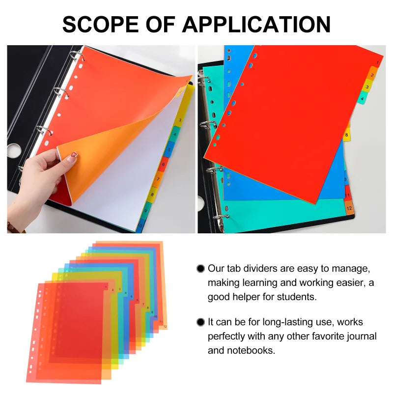 A4 Separated Loose Leaf Page Dividers Folder Number File PP Book Binder Plastic Binders Tabs Book Binder Dividers A4 Page Marker