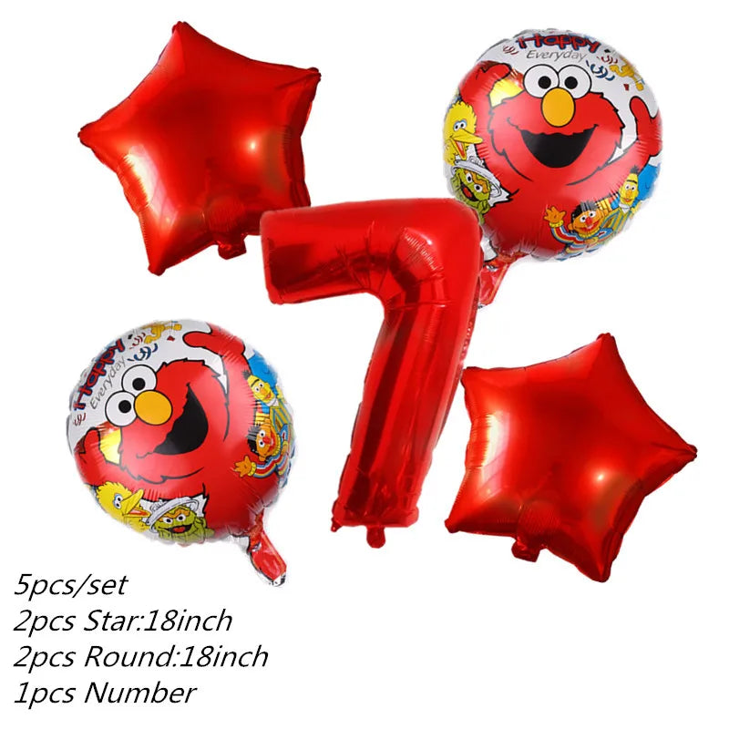 Cartoon Sesames Streets Birthday Party Supplies Kids Disposable Tableware Cup Plate Napkin Tablecloth Balloon Banner Decoration