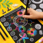 22-Pc Gear Drawing Ruler Set for Intricate Designs on Black Paper, with Stencils & Marker, Durable PC