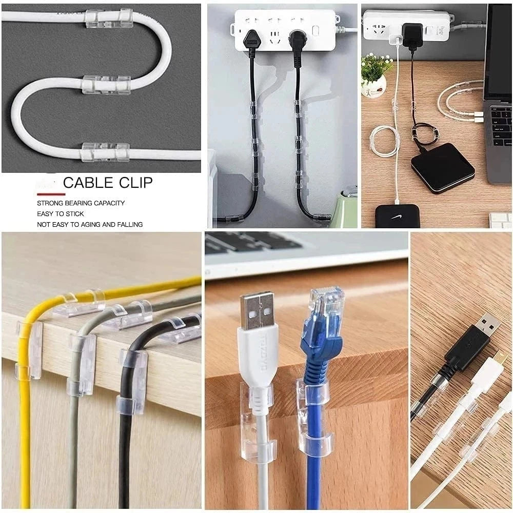 5/20PCS Adhesive Cable Clips Organizer Clips USB Wire Winder Holder Desk Cord Management For Earphone Mouse Cable in Home Office