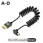 8K UHD Cable High Speed HDMI-compatible Mini/Micro HDMI-compatible Coiled Cord for HDTV Laptop PC PS4 Camera DV Monitor Display